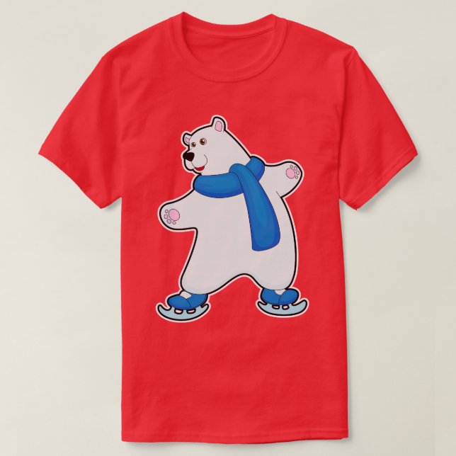 Camiseta Urso polar patinando no gelo com Scarf (Frente do Design)