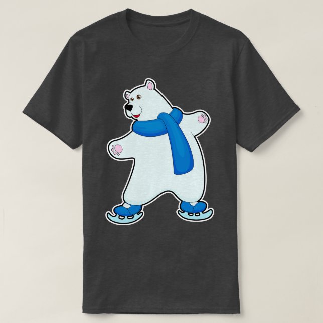 Camiseta Urso polar patinando no gelo com Scarf (Frente do Design)