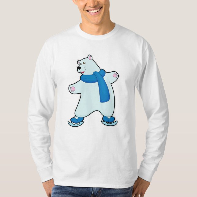 Camiseta Urso polar patinando no gelo com Scarf (Frente)