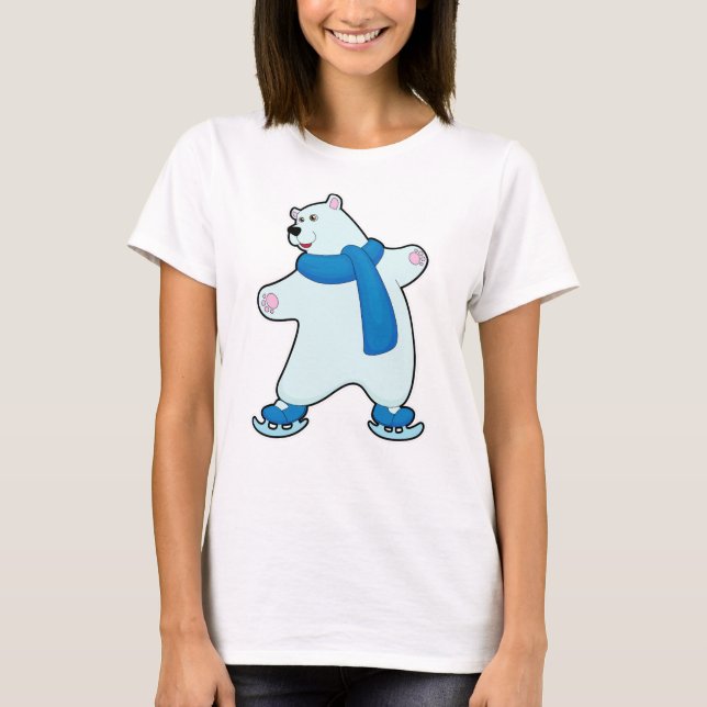 Camiseta Urso polar patinando no gelo com Scarf (Frente)