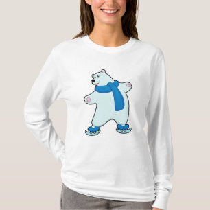Camiseta Urso polar patinando no gelo com Scarf