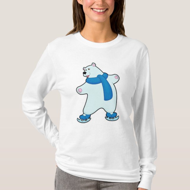 Camiseta Urso polar patinando no gelo com Scarf (Frente)