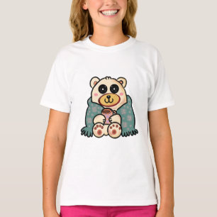 Camiseta Urso Polar Personalizado com Café   Arte de Invern