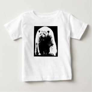 Camiseta Urso Polar Pop de Arte Preta e Branca