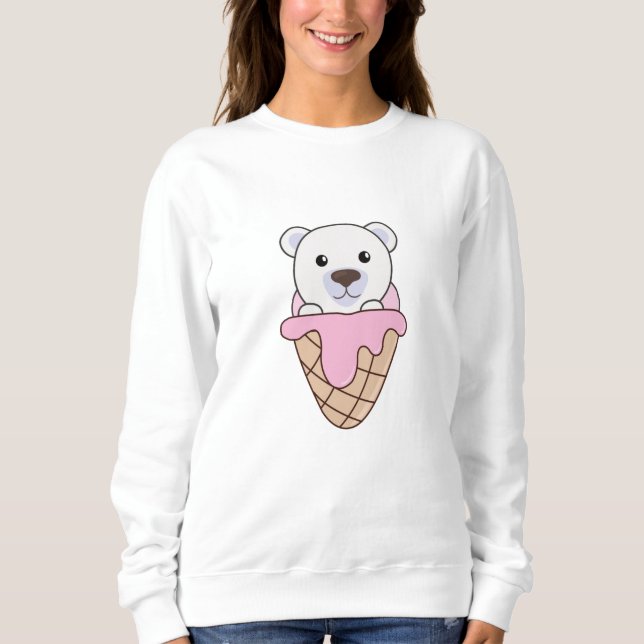 Camiseta Urso Polar Ursinha Sorvete Cinza (Frente)