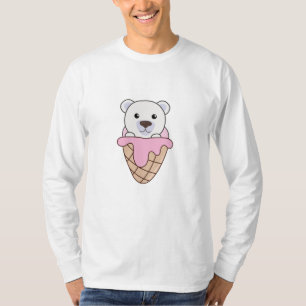 Camiseta Urso Polar Ursinha Sorvete Cinza