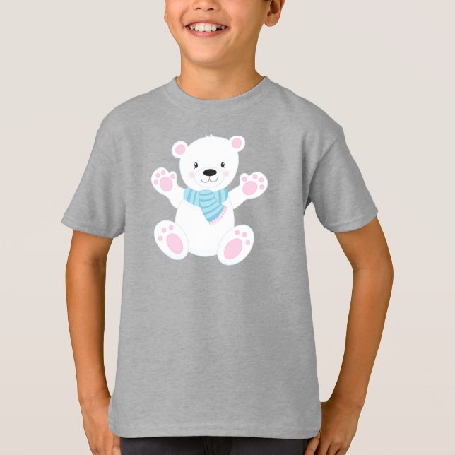 Camiseta Urso Polar, Urso Branco, Urso Bonito, Urso Com Sca (Frente)