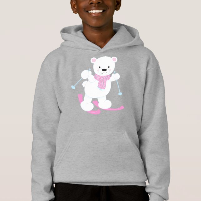 Camiseta Urso Polar, Urso Branco, Urso Bonito, Urso De Esqu (Frente)