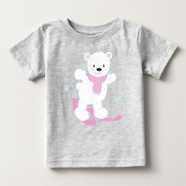 Camiseta Urso Polar, Urso Branco, Urso Bonito, Urso De Esqu (Frente)