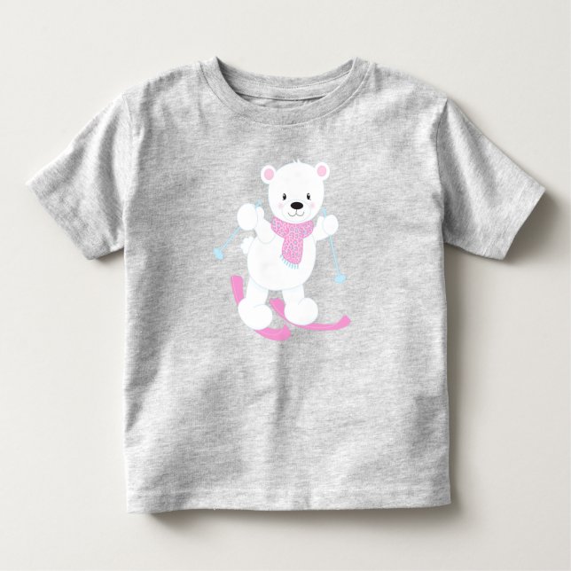 Camiseta Urso Polar, Urso Branco, Urso Bonito, Urso De Esqu (Frente)