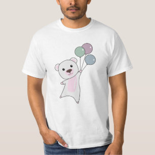 Camiseta Urso Polar Voa Com Balões Animais Curiosos Polar