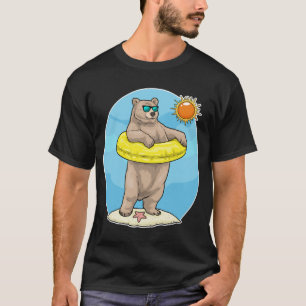 Camiseta Urso Praia Flutuador inflável Verão