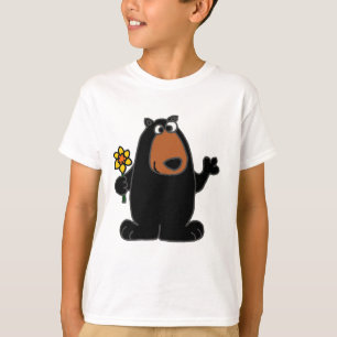 Camiseta Urso preto bonito com desenhos animados do