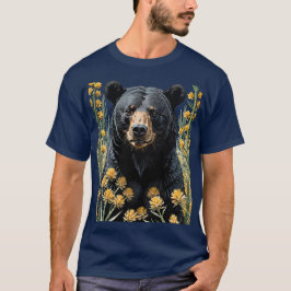 Camiseta Urso Preto Colorido, Cercado Pela Flor Yucca 2