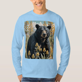 Camiseta Urso Preto Colorido Cercado Pela Flor Yucca 4