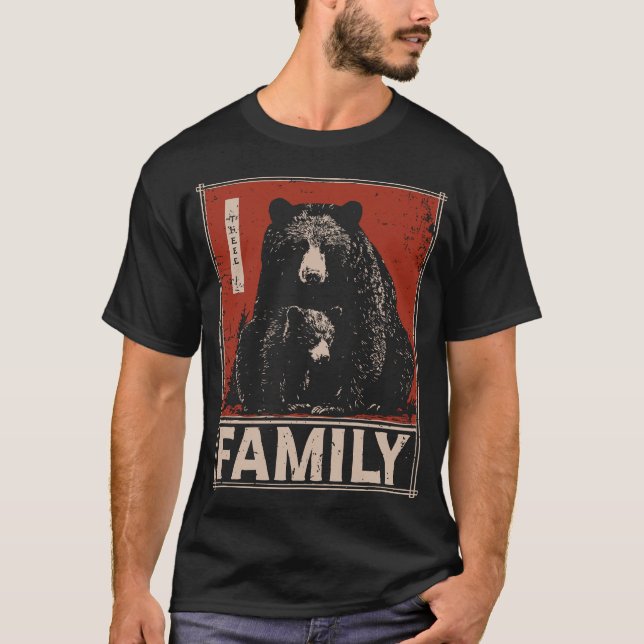Camiseta Urso Preto e Cubo - Obrigação Familiar Fúria e Ten (Frente)