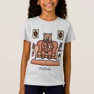 Camiseta Urso Relaxado Cuta Retrominimalista   Engraçado