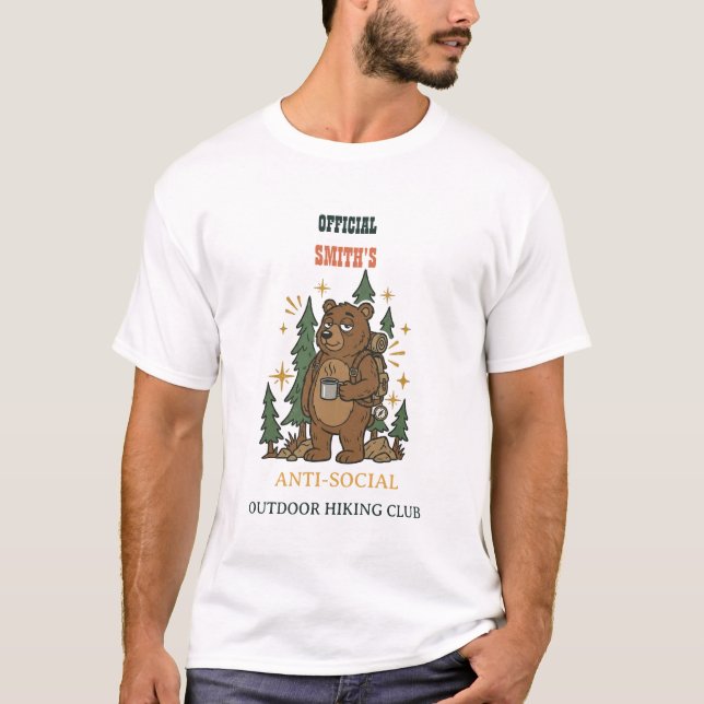 Camiseta Urso Retro com Texto Personalizado (Frente)