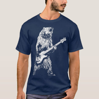 Camiseta Urso Retrorista Jogando Urso-De-Violão Guitarista