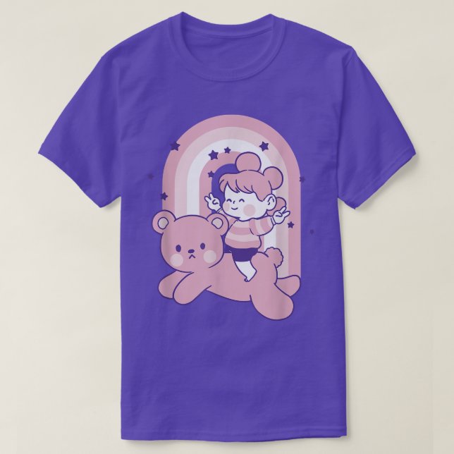 Camiseta Urso Rosa Engraçado Vintado Urso-rosa-bebê (Frente do Design)