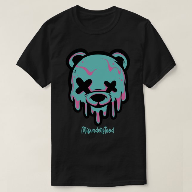 Camiseta Urso Rosa Turquesa (Frente do Design)