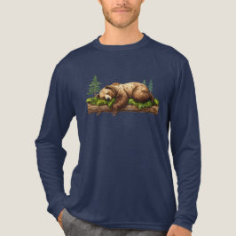 Camiseta Urso Rústico Dormindo Selvagem Gráfico de Homens