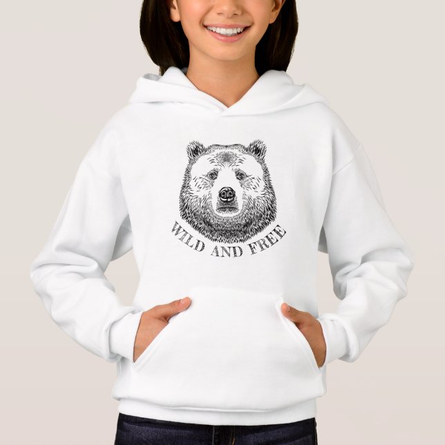 Camiseta Urso, Selvagem E Gratuita, Ilustração Desenhada À  (Frente)