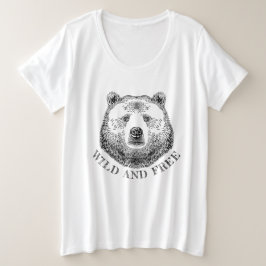 Camiseta Urso, Selvagem E Gratuita, Ilustração Desenhada À 