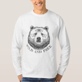 Camiseta Urso, Selvagem E Gratuita, Ilustração Desenhada À 