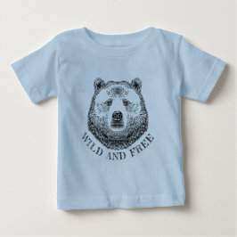 Camiseta Urso, Selvagem E Gratuita, Ilustração Desenhada À 