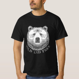 Camiseta Urso, Selvagem E Gratuita, Ilustração Desenhada À 
