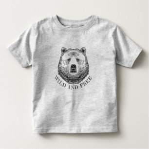 Camiseta Urso, Selvagem E Gratuita, Ilustração Desenhada À