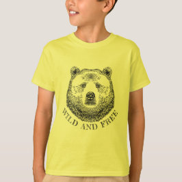 Camiseta Urso, Selvagem E Gratuita, Ilustração Desenhada À 