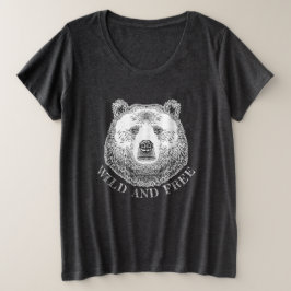 Camiseta Urso, Selvagem E Gratuita, Ilustração Desenhada À 