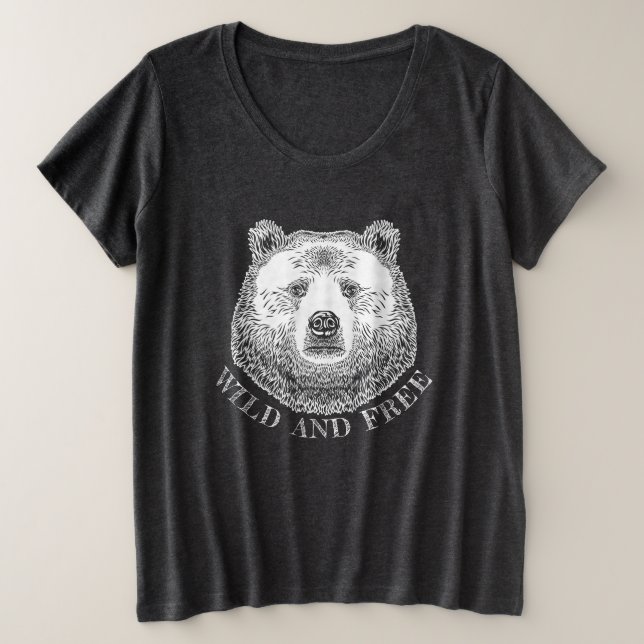 Camiseta Urso, Selvagem E Gratuita, Ilustração Desenhada À  (Frente do Design)