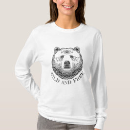 Camiseta Urso, Selvagem E Gratuita, Ilustração Desenhada À 