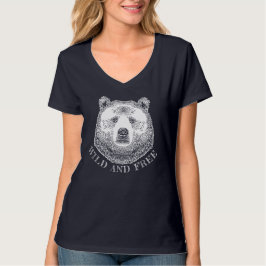 Camiseta Urso, Selvagem E Gratuita, Ilustração Desenhada À 