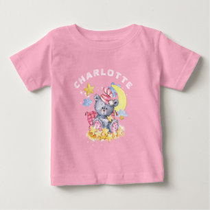Camiseta Urso Sonolento, Cor-de-Água, Cor Rosa-Rosa