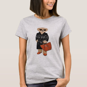Camiseta Urso Teddy Elegante Casaco Trench Urso Gráfico