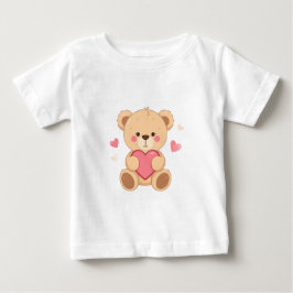 Camiseta Urso Teddy Fofo Segurando Coração – Amor de Dia do