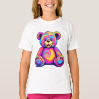 Urso Teddy Hippie Arco-Íris Psicodélico Cor Brilha