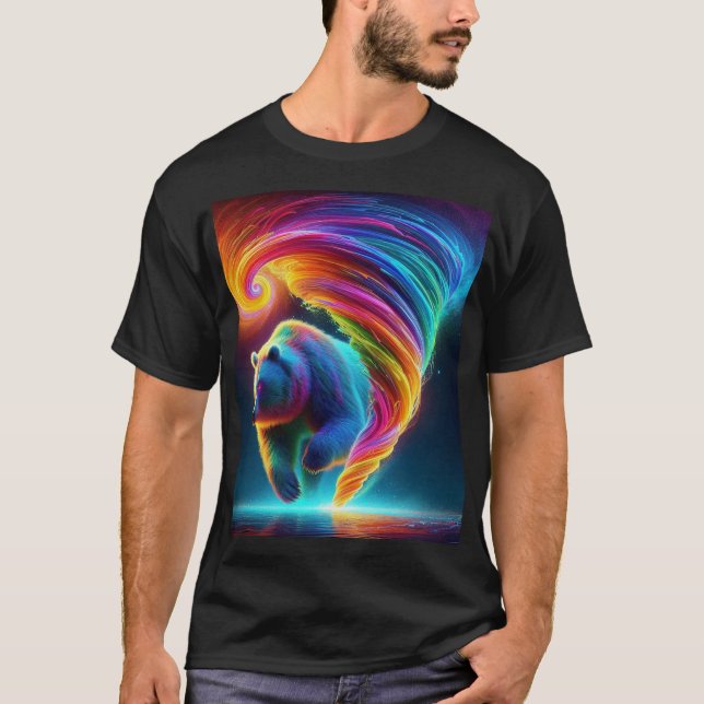 Camiseta Urso tornado em cores neon. (Frente)