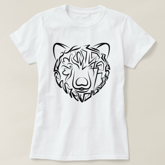 Camiseta Urso Tribal Negro e Branco (Frente do Design)