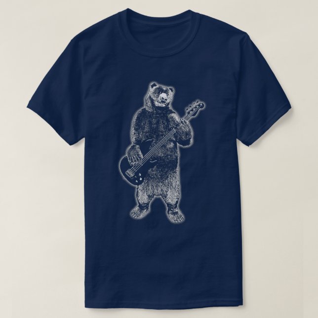 Camiseta Urso Urso Cinza Brincando Tocando Violão  (Frente do Design)