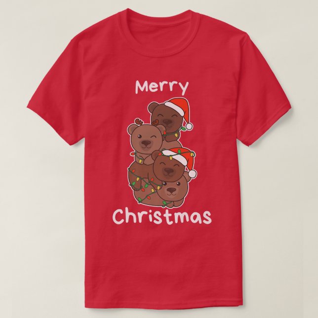Camiseta Urso-Urso-Justo De Árvores De Natal (Frente do Design)