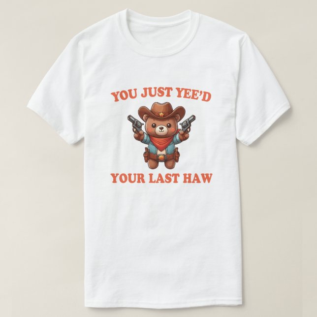 Camiseta Urso Vaqueiro Engraçado (Frente do Design)
