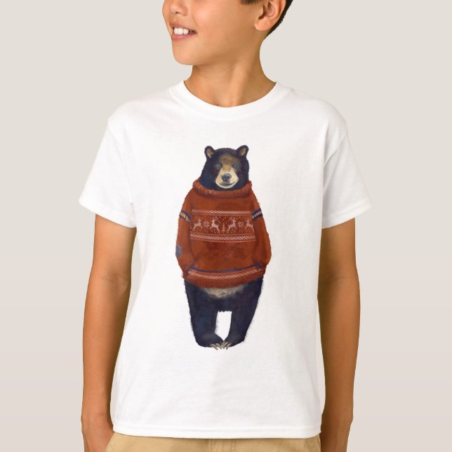 Camiseta Urso vermelho da camisola da rena (Frente)