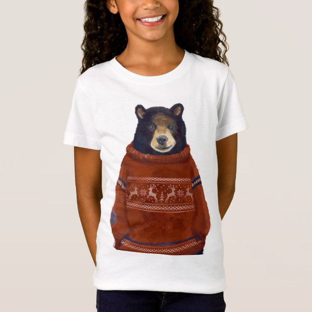 Camiseta Urso vermelho da camisola da rena (Frente)