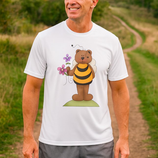 Camiseta Urso Vestido como Bumblebee com Flores (Criador carregado)