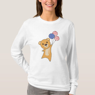 Camiseta Urso Voa Balões USA Animais Doce Amarelo